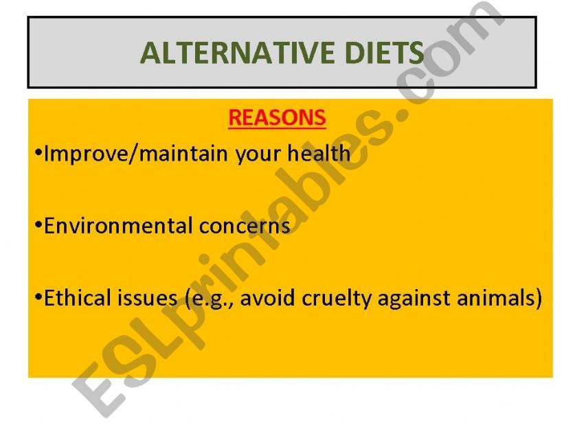 Food & Alternative Diets Part 3