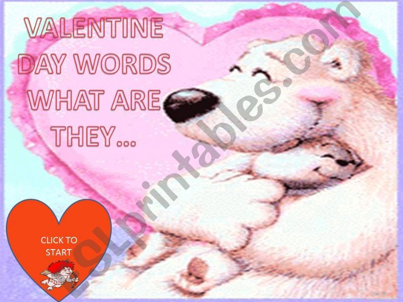 Valentine words game with Mother Bear