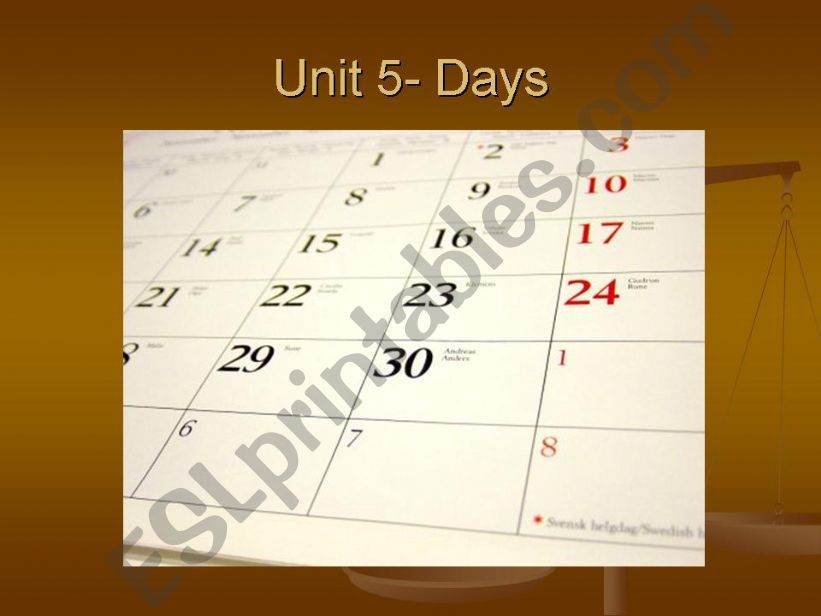 Unit 5 time and days powerpoint