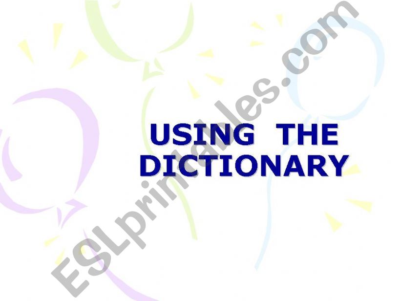 Using The Dictionary powerpoint