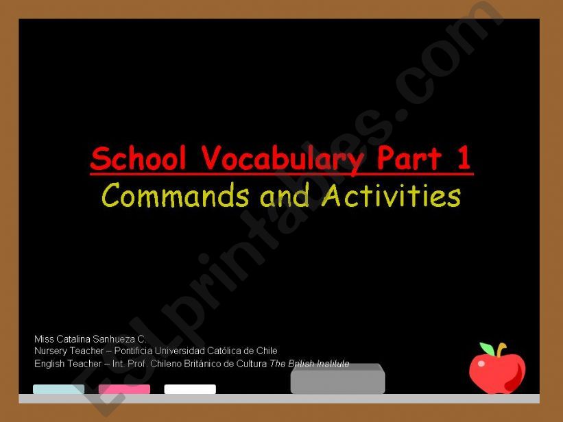 School Vocabulary Part 1: Commands and Activities