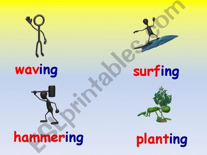 VERBS (-ing form)  2/2      (ALL ANIMATED PICTURES)