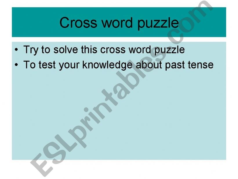Cross Word Puzzle powerpoint