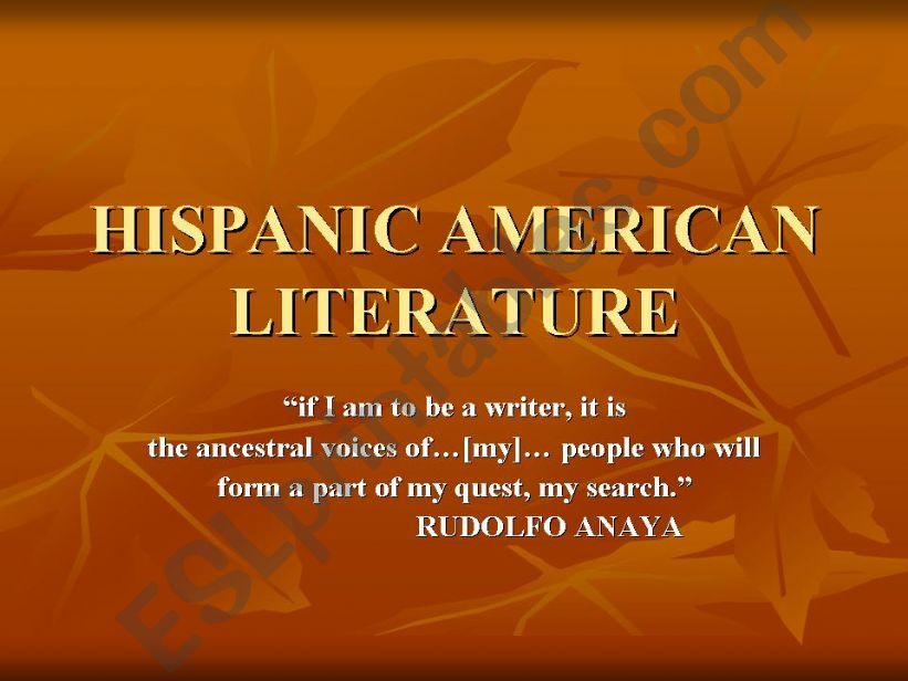 Hispanic American Literature powerpoint