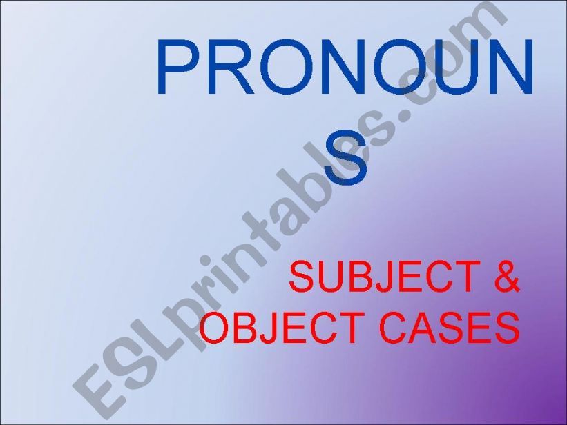 Pronoun Review - Subject and Object Cases