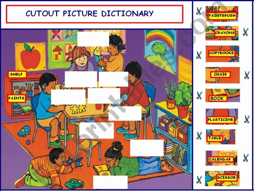 Cutout Picture Dictionary - Part 1: School objects & Numbers from 1 - 9