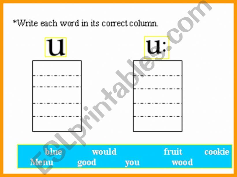 short/long u powerpoint