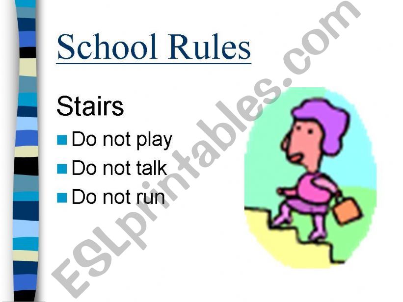 School Rules (class / stairs / Exercise / toilet)