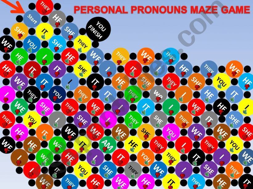 Personal Pronouns Solitaire Maze Game 53 Questions