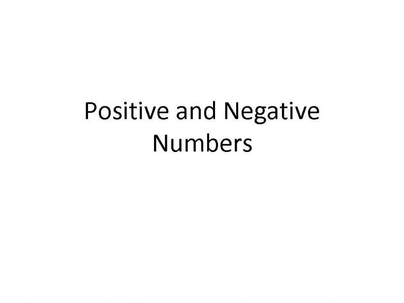 positive and negative numbers powerpoint