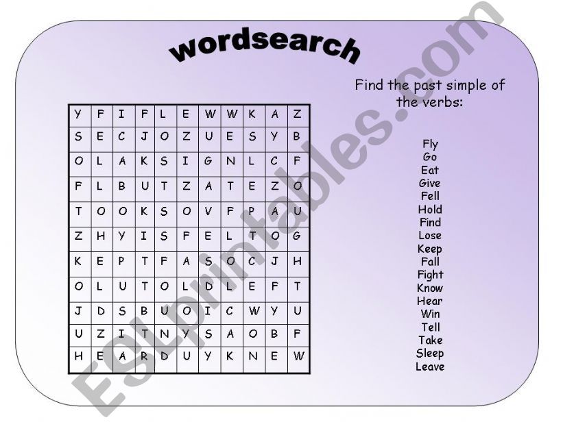 past simple wordsearch powerpoint