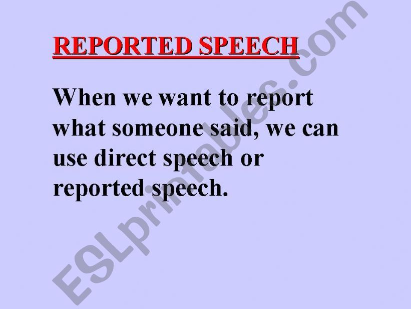 Reported Speech powerpoint