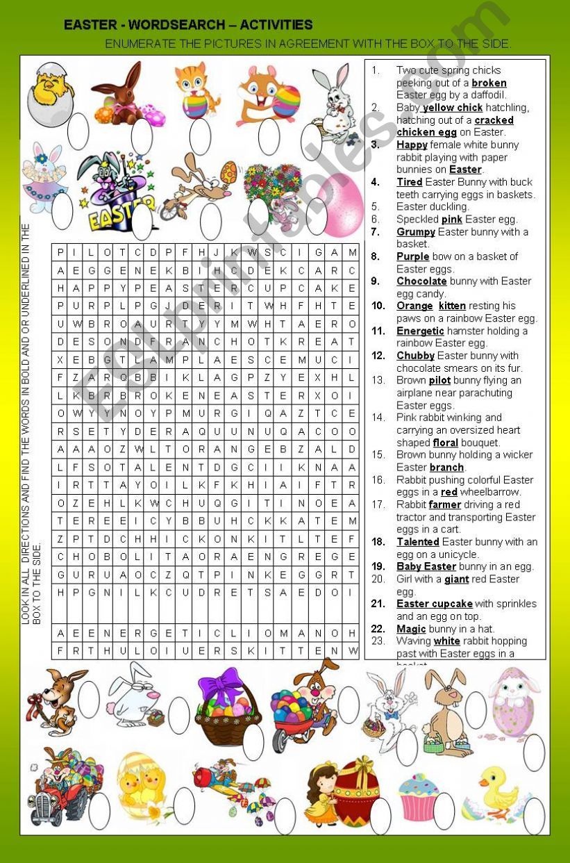 EASTER - WORDSEARCH - ACTIVITIES + KEY