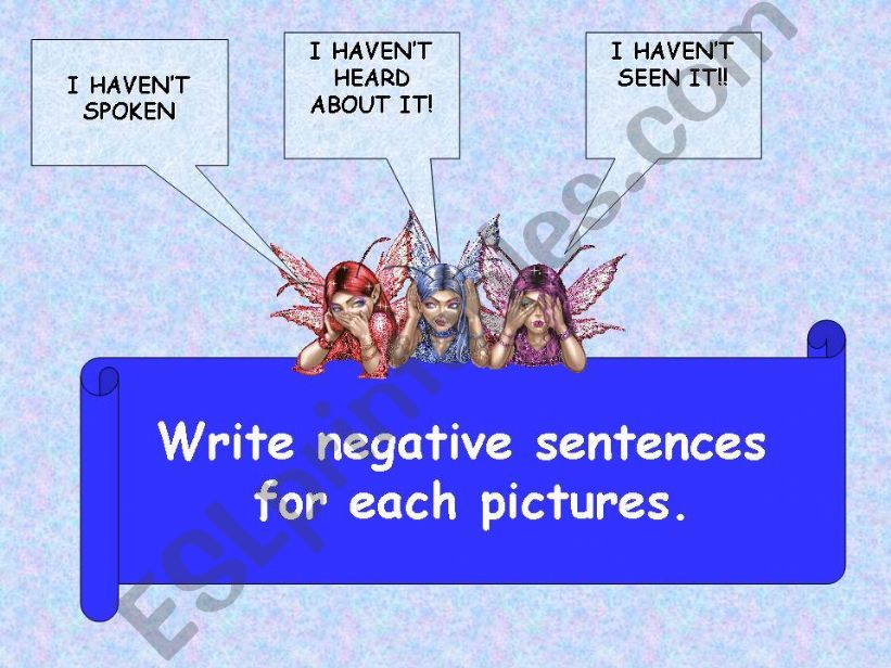Present Perfect Negative form powerpoint