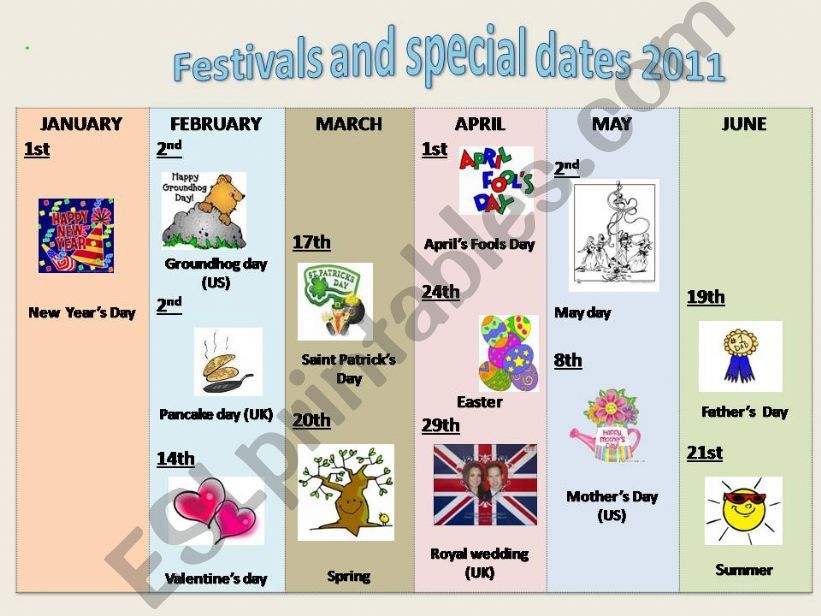 Festivals and special dates 2011 (calendar)