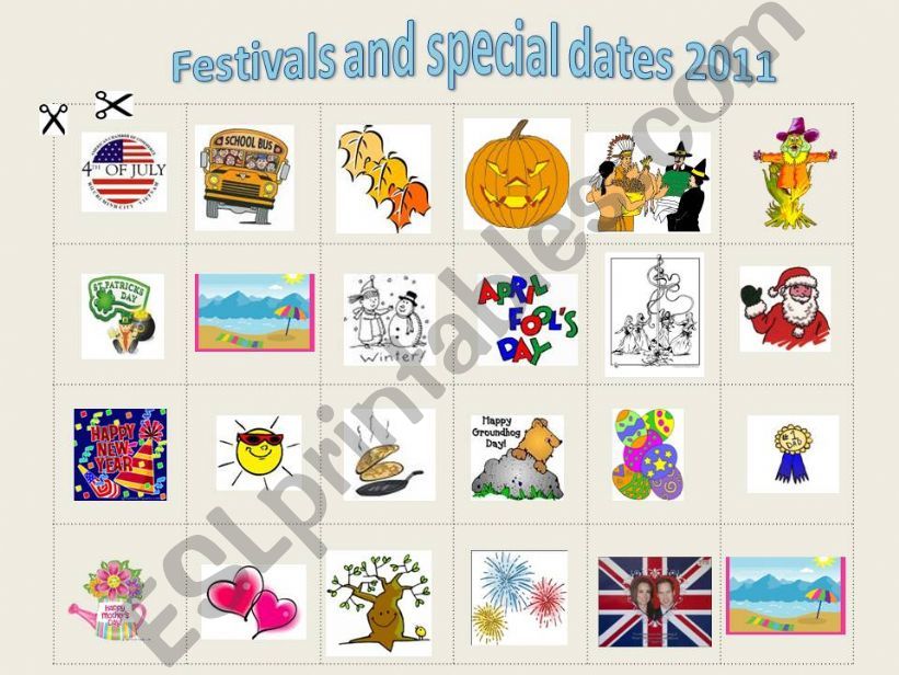 Festivals and special dates 2011 - exercise