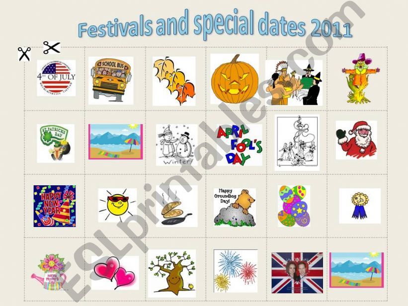 Festivals and special dates 2011 - exercise