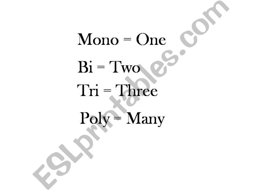 Mono & Poly, an Etymology powerpoint