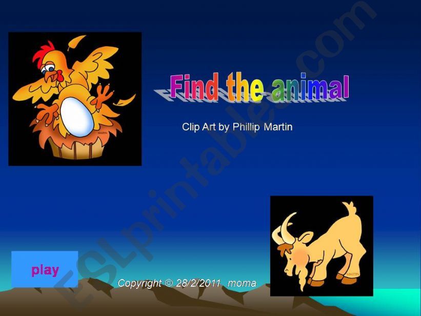 Find the Animal Game  powerpoint
