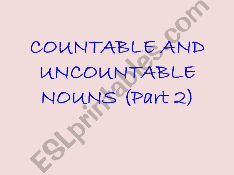 countables and uncountables powerpoint