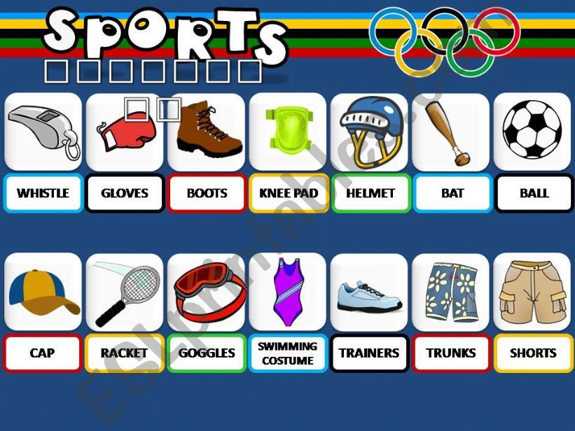 Sports - Equipment (1/2) powerpoint