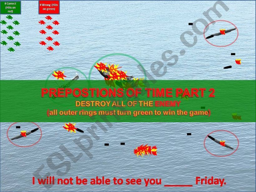 PREPOSITIONS OF TIME SEA BATTLE PART 2