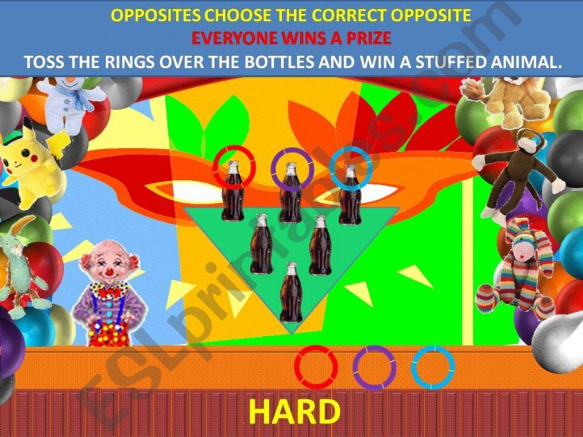 OPPOSITES  RING TOSS ARCADE GAME 21 QUESTIONS