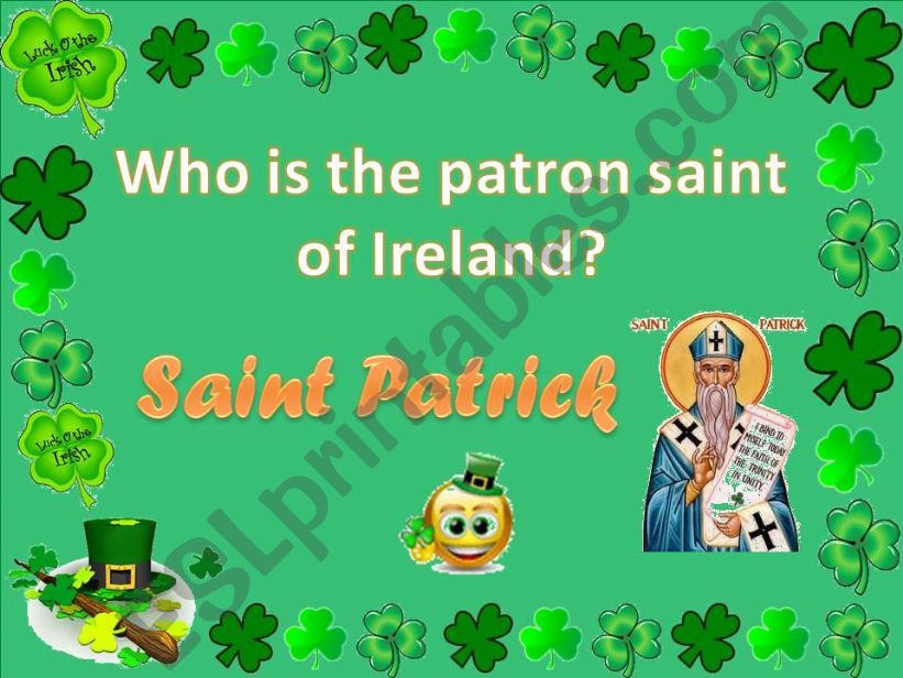 ESL English PowerPoints St. Patrick´s Day quiz 13 11March2011