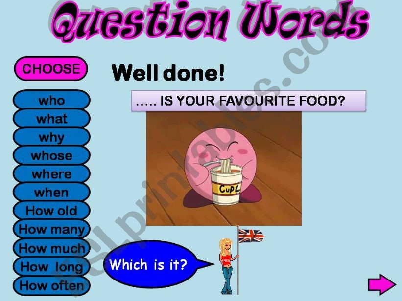 Question words game powerpoint