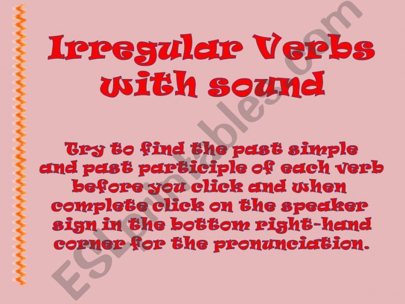 IRREGULAR  VERBS PART 1 powerpoint