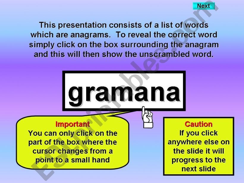 Kitchen Furniture - anagrams powerpoint