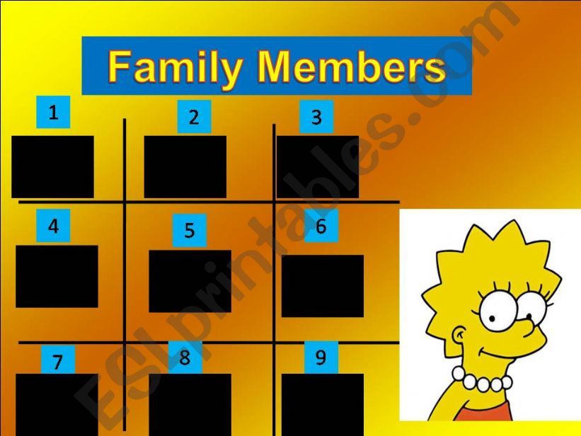 Family members tic tac toe powerpoint