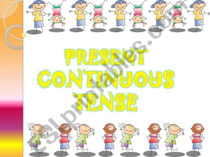 present continuous tense with animated pictures