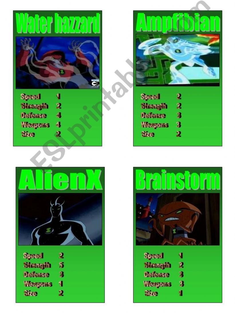 Ben 10 top trumps pages 7 and 8