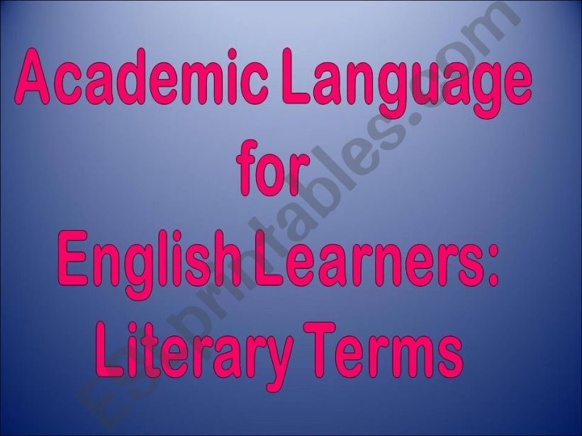 Academic Language for Language Arts