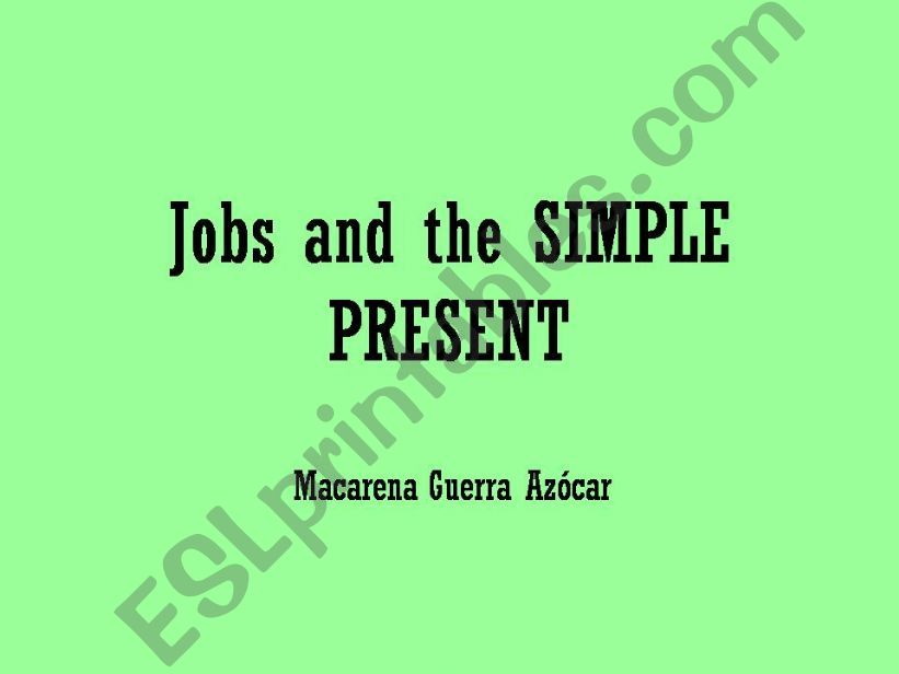 Jobs and the simple present powerpoint