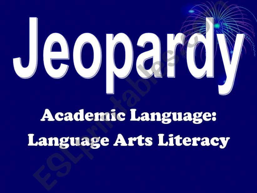 Jeopardy Game Literary Vocabulary