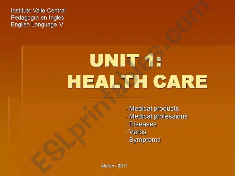 Health Care Part I powerpoint