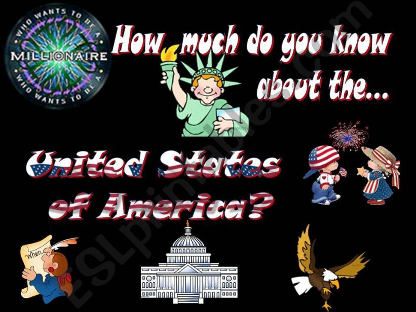 The USA quiz - Part I (20 slides, fully editable, animated)