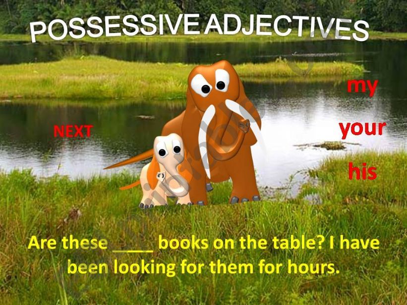 Possessive Adjectives Elephant Game With Sound And Animations