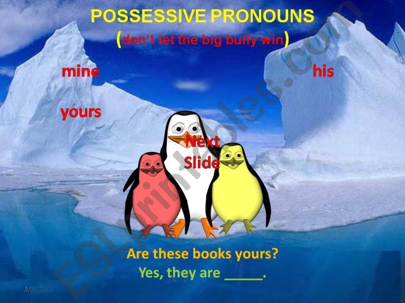 Possessive Pronouns Penquin Game Part 1