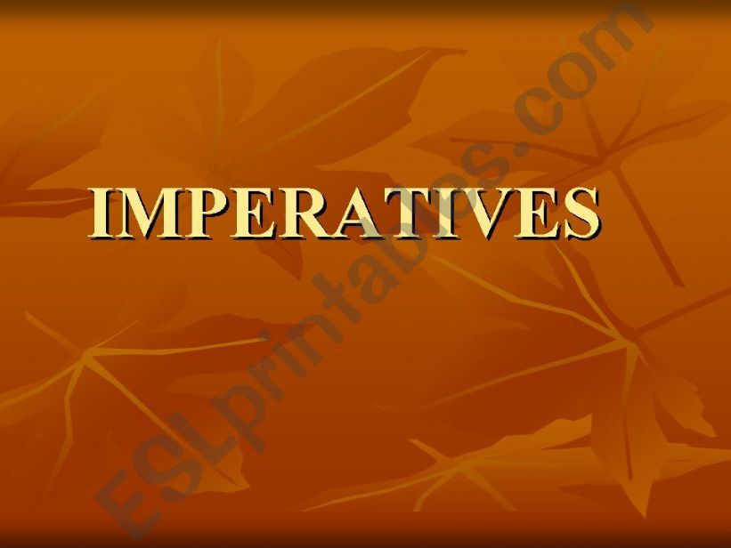 IMPERATIVES used in classroom powerpoint