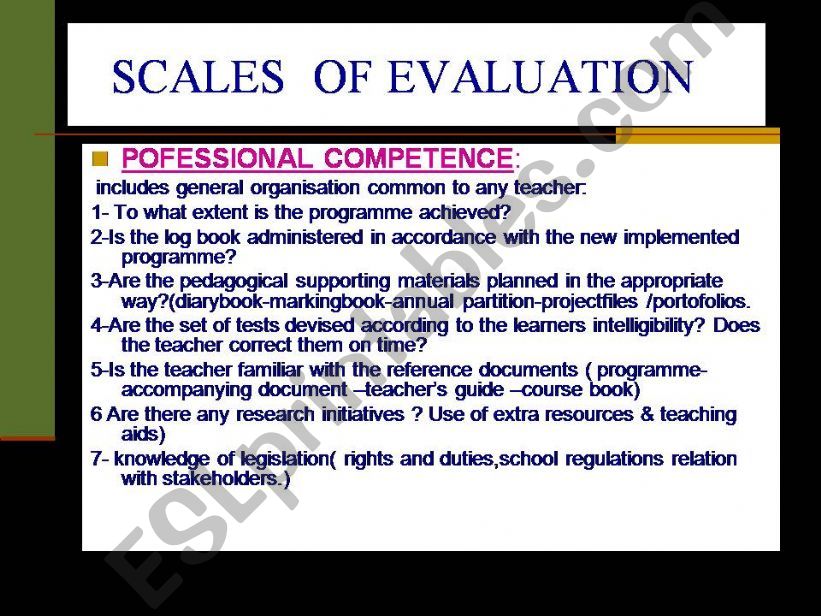 scales of evaluation powerpoint