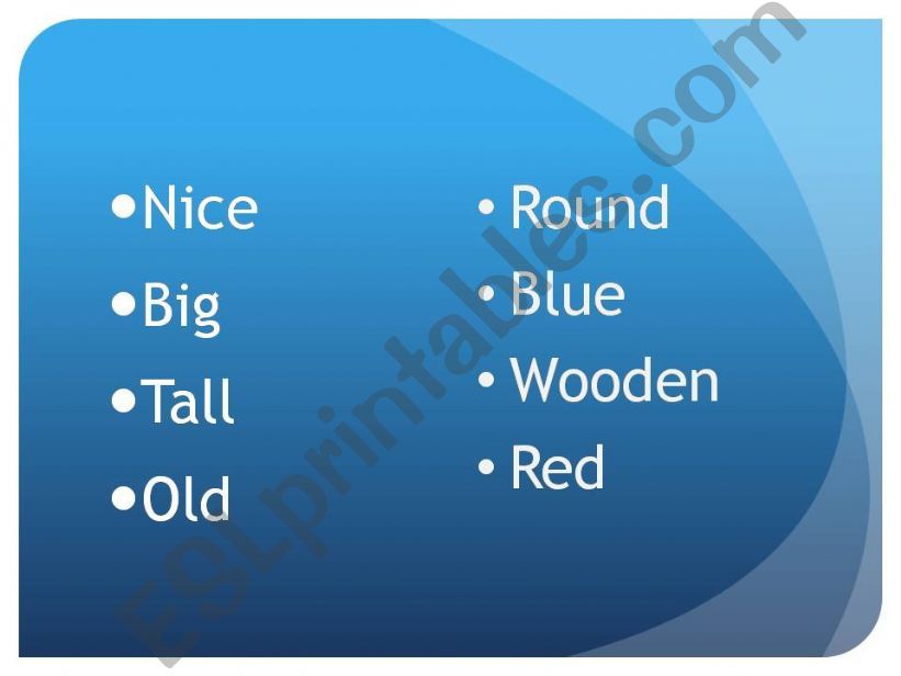 Adjective order powerpoint