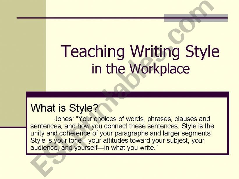 Teaching Writing Style powerpoint