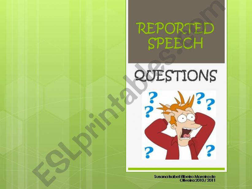 Reported Speech - questions powerpoint
