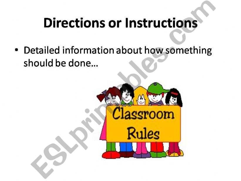 INSTRUCTIONS AND DIRECTION IN CLASS