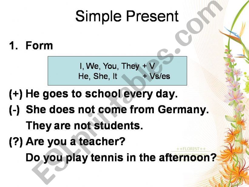 Present Tenses  powerpoint