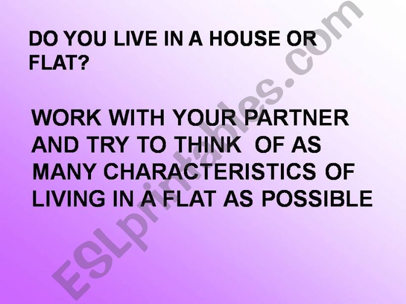 LIVING IN A FLAT OR A HOUSE powerpoint