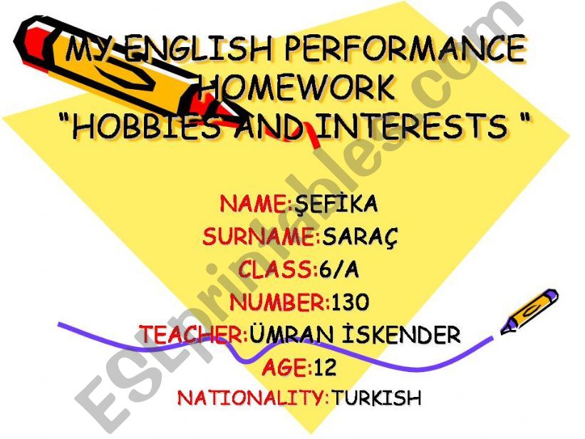 HOBBIES AND INTERESTS powerpoint